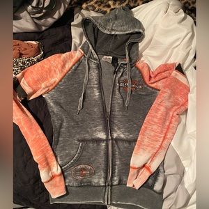 Harley Davidson zip up hoodie shirt top rhinestone